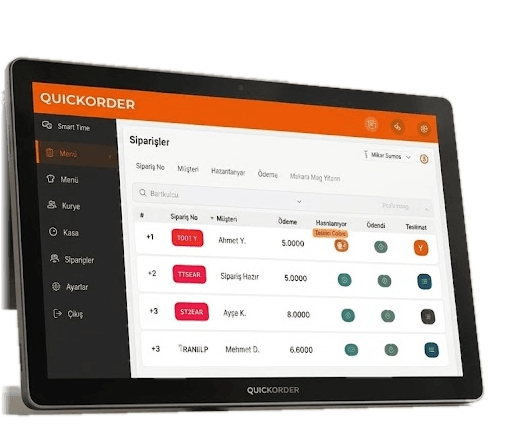 QuickOrder ekranında tüm platformlardan gelen siparişler tek akışta